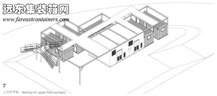 上層的甲板,集裝箱建筑設計圖,集裝箱房屋,集裝箱住宅,集裝箱活動房,住人集裝箱