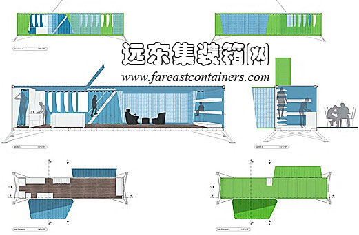 “種子計劃”應(yīng)急集裝箱建筑平面圖及剖面圖,集裝箱房屋,集裝箱活動房,住人集裝箱,集裝箱住宅