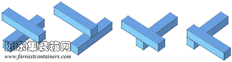 上下箱體十字交錯放置演變的組合方式,集裝箱房屋,集裝箱活動房,住人集裝箱,集裝箱住宅,集裝箱建筑