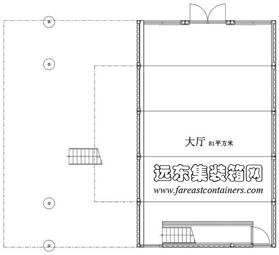 GAD 當代藝術館一層平面圖,集裝箱房屋,集裝箱活動房,住人集裝箱,集裝箱住宅,集裝箱建筑