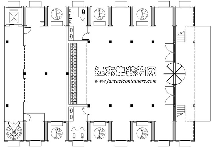 集裝箱餐廳一層平面圖,集裝箱房屋,集裝箱活動房,住人集裝箱,集裝箱住宅,集裝箱建筑