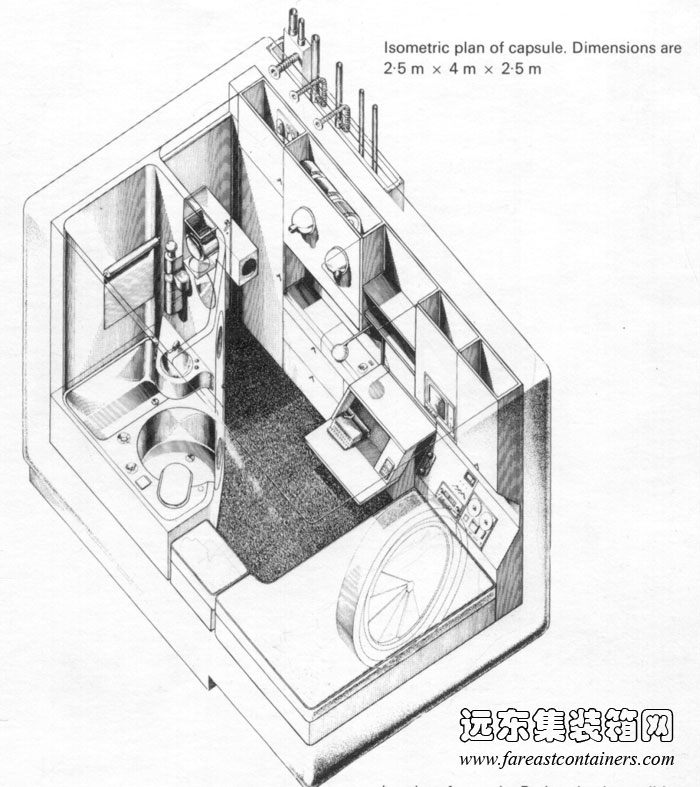 中銀艙體樓公寓單元概念圖,盒子建筑