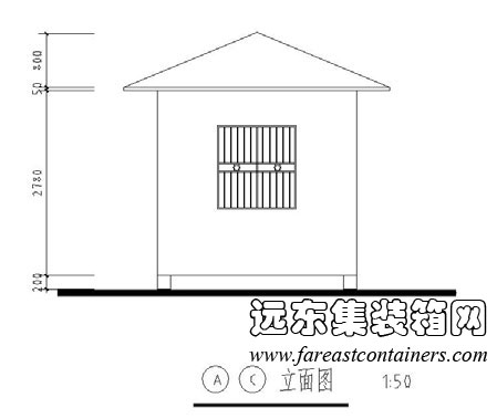 集裝箱式活動(dòng)住宅修正方案外觀方案二AC立面圖