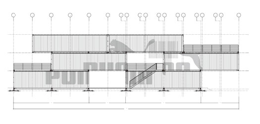 商業集裝箱建筑：彪馬城縱立面圖