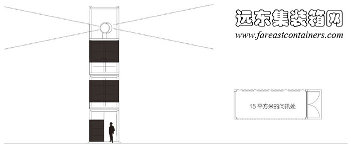 集裝箱建筑:巴黎集裝箱移動燈塔剖面圖